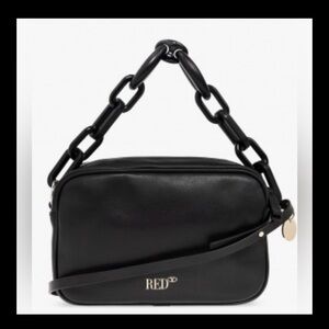 VALENTINO RED Calf leather shoulder bag w/Chain detail